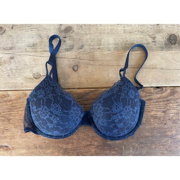 Victoria's Secret Noir Navy 32B Sexy Tee Lined Demi Bra VS - Picture 1 of 2